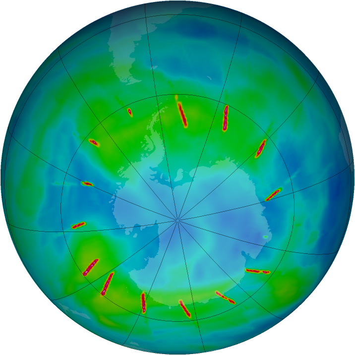 Antarctic ozone map for 15 April 2010